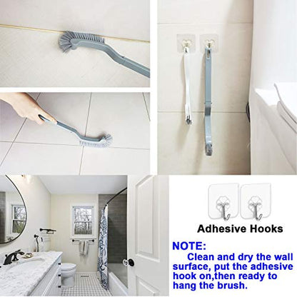 Bathroom Brushes Kitchen Cleaning Brush Set Toilet Bowl Brush Scrub Brush Home Cleaner Floor Stiff Bristles with Adhesive Hooks Plastic Handle Durable 13.5-Inch Deep Cleaning - color: White