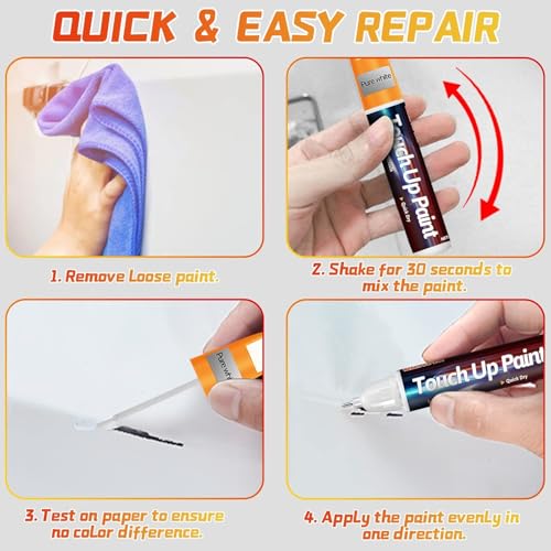 Touch Up Paint Pen for Cars, Car Paint Scratch Repair, 2-In-1 Car Touch Up Paint Fill Paint Pen, Quick & Easy Solution to Repair Minor Automotive Scratches 0.8 fl oz (White) - color: White