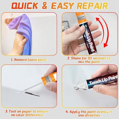 Touch Up Paint Pen for Cars, Car Paint Scratch Repair, 2-In-1 Car Touch Up Paint Fill Paint Pen, Quick & Easy Solution to Repair Minor Automotive Scratches 0.8 fl oz (White) - color: White