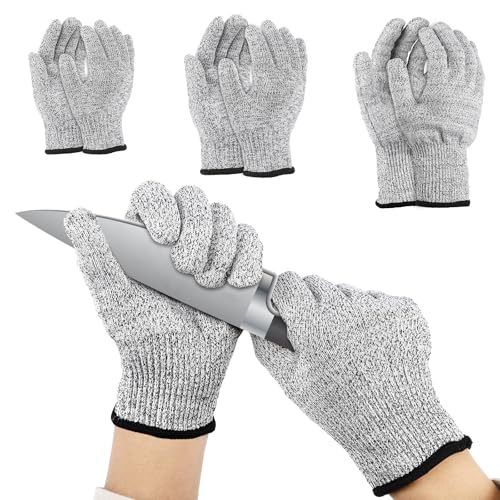 Cut Resistant Gloves, Level 5, Non-Slip Grip, Machine Washable, for Kitchen, Oyster Shucking, Woodworking - color: Grey(chid)