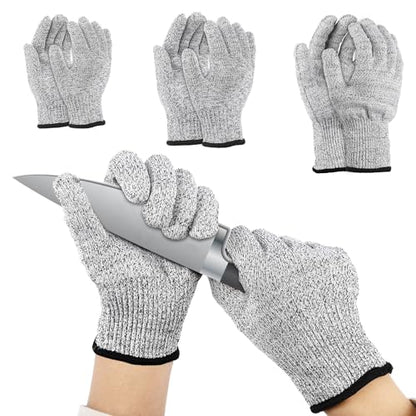 Cut Resistant Gloves, Level 5, Non-Slip Grip, Machine Washable, for Kitchen, Oyster Shucking, Woodworking - color: Grey(chid)