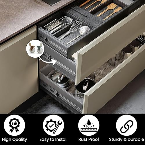 KC Hardware Nylon Drawer Guide Rollers Assembly, Kitchen Drawer Slide Rollers, Nylon Wheels with Steel Bracket - 1" Diameter - Pack of 4