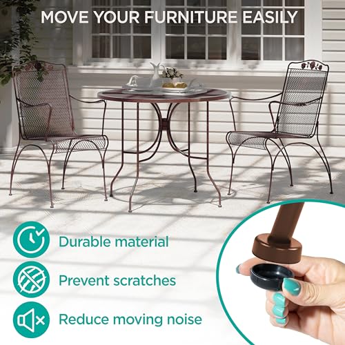 Wrought Iron Patio Furniture Feet Caps (32 Pack, Black) - 1.5" Round Plastic Outdoor Chair Leg Caps, Patio Furniture Replacement Feet - color: Black, size: 32 Gliders
