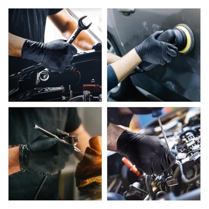 ANBOSON 10 Mil Nitrile Disposable Gloves Heavy Duty Mechanic Gloves Raised Diamond Texture Thick (Black of 1000, X-Large) - color: Black of 1000, size: X-Large