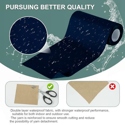 Linen Canvas Repair Tape, 4×63 Inches Navy Blue Waterproof Self-Adhesive Patch for Outdoor Gear, Durable Fabric Tape for Boat Covers,Couch,Tents, Sofas, Sun Shades, Awnings,Lounge Chairs - color: Navy Blue