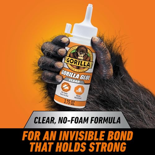 Gorilla Clear Glue, 3.75 Ounce Bottle (Pack of 1) - Crystal Clear, All Purpose, and Water Resistant - size: 1 - Pack, style: 3.75 Ounce