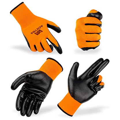 ACKTRA Ultra-Thin PU Safety WORK GLOVES 12 Pairs, WG002 Black/Black, Large - color: Black/Black, size: Large (Pack of 12)