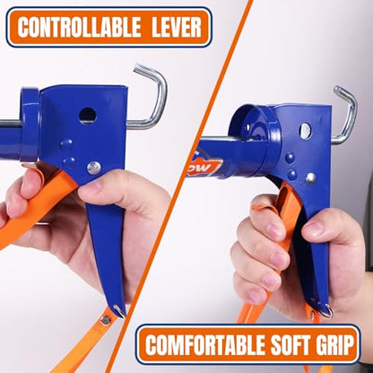 WADFOW Caulking Gun, No Drip Caulk Gun,9" Drip Free Hand Caulking Gun with Comfort Grip,Smooth Round Rod for 10oz Caulk Tubes,WCG2309D-2,Blue