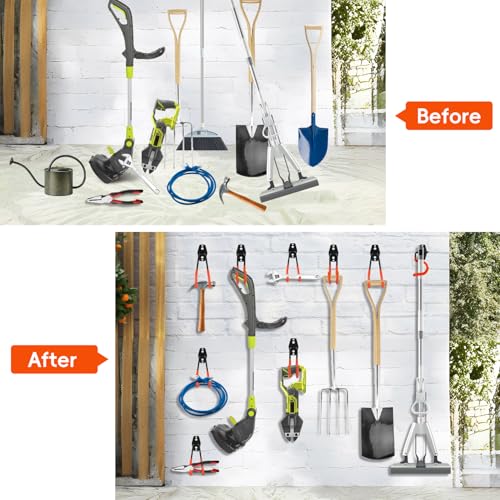 Garage Hooks 6 Pack Heavy Duty Steel Utility Hooks for Hanging, Wall Mount Garage Storage Hooks for Tools, Ladders, Hanging Bikes, Bulky Items, Orange - size: 6 Pack