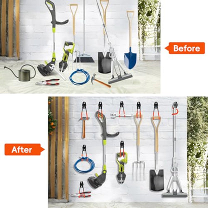 Garage Hooks 6 Pack Heavy Duty Steel Utility Hooks for Hanging, Wall Mount Garage Storage Hooks for Tools, Ladders, Hanging Bikes, Bulky Items, Orange - size: 6 Pack