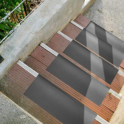 Ottomanson Outdoor Rubber Stair Treads – Dots Heavy-Duty Non-Slip Stair Mats – Best Grip on Concrete, Brick & Textured Step – Fastening Recommended for Wooden & RV Steps, Pack of 5 - color: Black Grip Dots