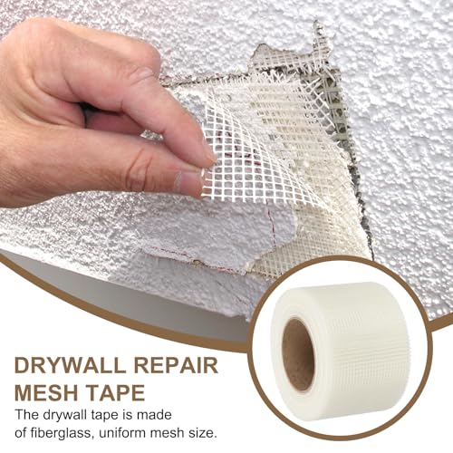 PATIKIL Drywall Repair Mesh Tape, 4 inch x 164 ft Fiberglass Repair Patch Self-Adhesive Dry Wall Joint Tape 7 Mesh Wall Hole Crack and Seam Patch, White - size: 4 inch x 164 Feet