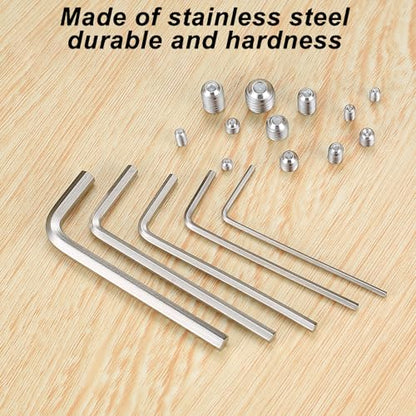 240 Pcs Set Screws Assortment Kit (M3, M4, M5, M6, M8) with Allen Keys–Durable Metric Cup Point 304 Stainless Steel for Bathroom Fixtures, Light Fixture Screws,Door Knobs, Faucets, Plumbing, and More - size: 12Size（240pcs Stainless Steel）