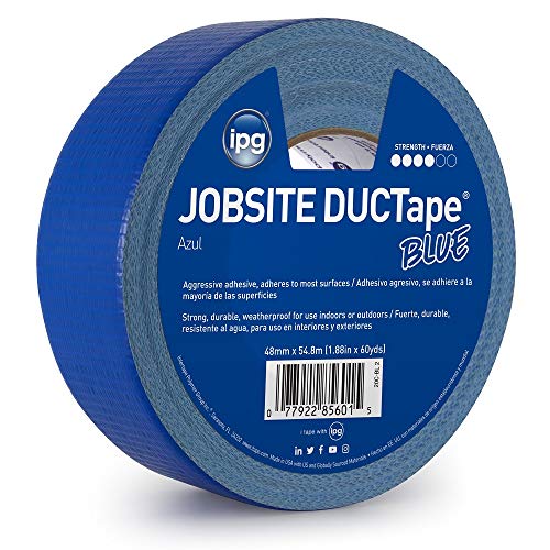 IPG JobSite DUCTape, Colored Duct Tape, 1.88" x 60 yd, Blue (Single Roll) - color: Blue, size: 1.88" x 60 yd