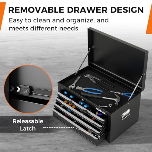 IRONMAX Portable Tool Box, 6 Drawers 24’’ Lockable Tool Storage Organizer Toolbox with Ball-Bearing Slides & Liner, Metal Tool Chest for Warehouse, Garage, Workshop, Household - style: Portable Toolbox