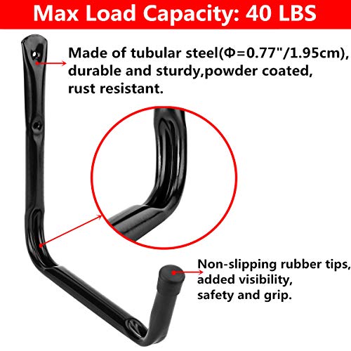 Heavy Duty Garage Storage Hooks, Wall Mounted Utility Hanging Rack for Surfboard, Ladder, Bike, Folded Chairs - size: 9.5Inch x 13Inch