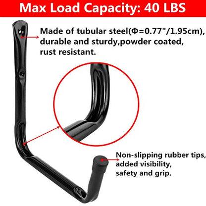 Heavy Duty Garage Storage Hooks, Wall Mounted Utility Hanging Rack for Surfboard, Ladder, Bike, Folded Chairs - size: 9.5Inch x 13Inch