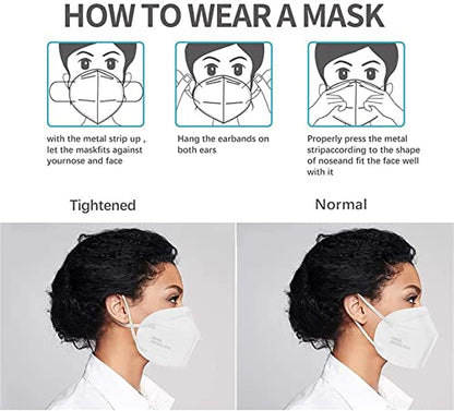 LEMENT 50PCS KN95 Face Mask 5 Layer Breathable with Elastic EarLoops Cup Dust Safety Masks White - color: Adult-50 Pack-white
