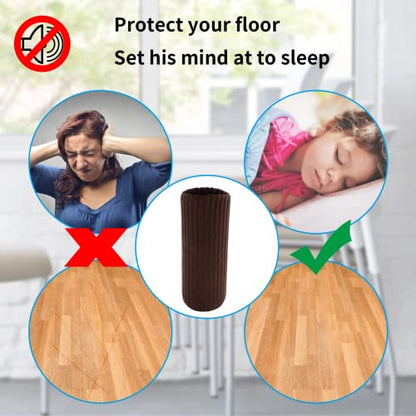32 PCS Dark Coffee Chair Leg Socks,Chair Leg Protectors Double Thickness for Hardwood Floors, Furniture Booties Set for Moving Easily and Reduce Noise