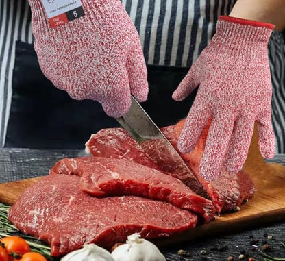 Cut Resistant Gloves, 1 Pair, Small, Red, Food Grade, Cut Proof, Breathable, Textured Grip, Ideal for Kitchen, Oyster Shucking, Fish Filleting, Wood Carving, Gardening - color: Red, size: Small (Pack of 2)