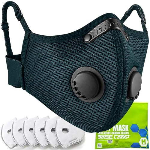 BASE CAMP Family Pack Dust Mask, Breathable Reusable Respirator Mask with 6 Activated Carbon Filters(Dark Tiber) - color: 1dark Tiber