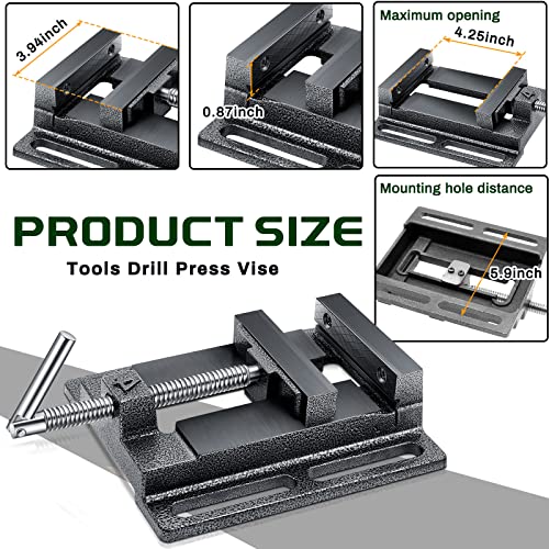 Tools Drill Press Vise Metal Press Vice Workbench Drill Vise Clamp with 2 Pieces Magnetic Pads Multi Grooved Pads Set for Daily Working Supply - size: 4 Inch