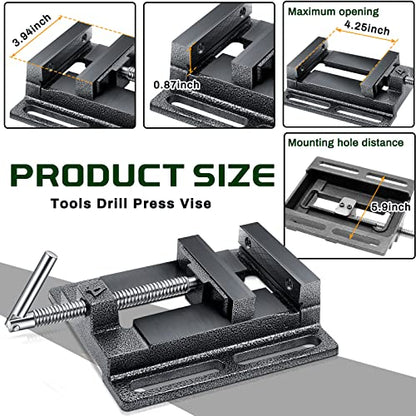 Tools Drill Press Vise Metal Press Vice Workbench Drill Vise Clamp with 2 Pieces Magnetic Pads Multi Grooved Pads Set for Daily Working Supply - size: 4 Inch