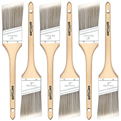 2 Inch Angled Paint Brushes - 6 PCS, Wood Paint Brush Set with Ultra-Dense Soft Bristles for Walls, Trim & Detail Work - Edge Painting Brush - size: 2 Inch, 6 Pack