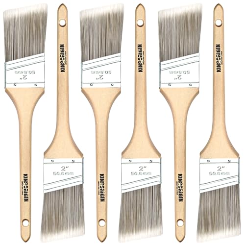 2 Inch Angled Paint Brushes - 6 PCS, Wood Paint Brush Set with Ultra-Dense Soft Bristles for Walls, Trim & Detail Work - Edge Painting Brush - size: 2 Inch, 6 Pack