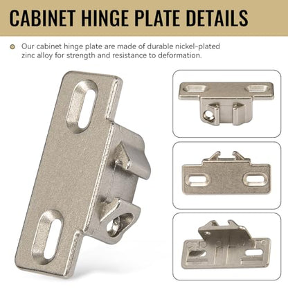 Hinge Mounting Plate Replacement for Blum 1 3/8" Overlay Compact 33 110 Degree, Face Frame Edge Mount Plates for Blum Cabinet Hinges, Self Closing, Nickel Finish (Pack of 2)