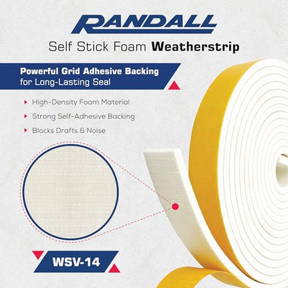 Weather Stripping Foam Tape, 17 Ft Door Seal Strip, EVA Material, High Density 1/4" Thick, No Residue Adhesive, Weatherproof Door Seal Strip for Sliding Door, Windows, White (3/8" Wide) - size: 3/8" Wide