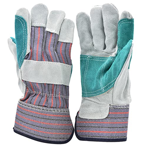 G & F Products G & F 5215L-5 Premium Suede Double Palm & Index Finger Work Gloves with 2 & 1/2 Rubberized Safety Cuff, 5 Pair Pack, Large, Grey - size: Large (Pack of 5), style: Double Palm