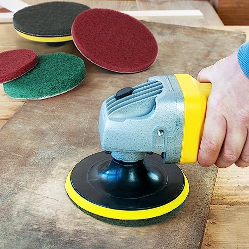Power Scrub Pads Drill Attachment, GOH DODD 30 Pieces 5 Inch Headlight Restoration Kit Cleaning Kit Scouring Pads with Baker and Universal Shaft for Kitchen, Bathroom, Grout, Carpet, Tub, Grill,Tile - size: 5 Inch 30 Pieces