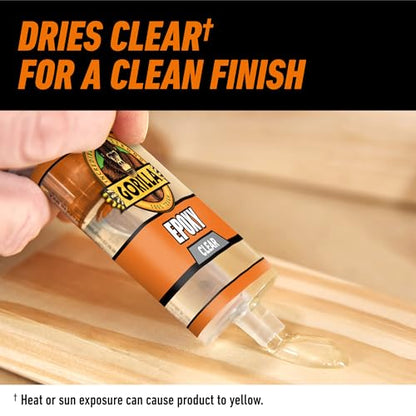 Gorilla 2 Part Epoxy (2 Pack), 5 Minute Set Syringe, 0.85 fl oz, Clear, Gap-Filling Adhesive for Metal, Wood, Ceramic, Glass and Plastics, Indoor & Outdoor Repairs - size: 2 - Pack