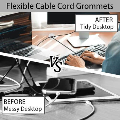 1.5 Inch(38mm) Desk Grommet,13 Pieces Cable Grommet, Desk Hole Cover for Cables with Hole Saw,Plastic Cable Cord Wire Hole Cover for Desk, Table,Cabinet,Countertop and Other Furniture(Whitek) - size: 1.5IN/38mm White-U