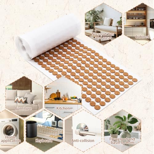 1000 Pack 3/8 Inch Self Adhesive Felt Furniture Pads – Round Bumpers 1/8" Thick for Cabinet Doors, Chair Legs, Drawers – Floor Protectors for Hardwood, Tile & Laminate – Quiet, Scratch Prevention