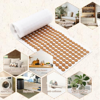 1000 Pack 3/8 Inch Self Adhesive Felt Furniture Pads – Round Bumpers 1/8" Thick for Cabinet Doors, Chair Legs, Drawers – Floor Protectors for Hardwood, Tile & Laminate – Quiet, Scratch Prevention