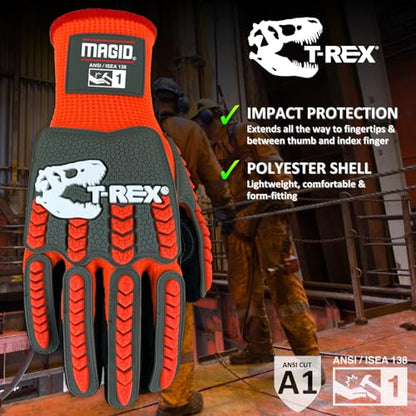 MAGID T-REX Flex Series Sandy Nitrile Coated Knit Impact Gloves, 1 Pair, 9/Large, TRX400 - size: 9/L, style: 1 Pair