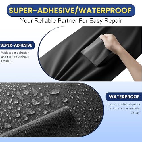 Self-Adhesive Canvas Repair Tape, 4" x 79" Waterproof Canvas Repair Patch, Fabric Patch Repairs Kit for Furniture, Tents, Sunbrellas, Boat Covers Awnings, Couches, Clothes, Bags Black - color: Black, size: 4" x 79"