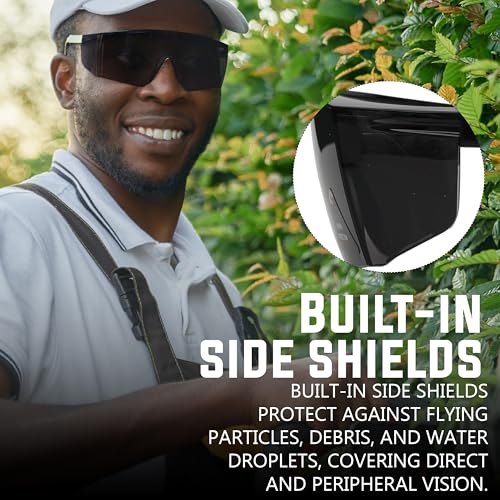 BISON LIFE Anti Fog Safety Glasses with Adjustable Temple & Side Protection, Wraparound Anti-Scratch Lens, Black Lens & Black Temple, Mowing, Gardening, Outdoor Sports & More (Pack of 3) - color: Black
