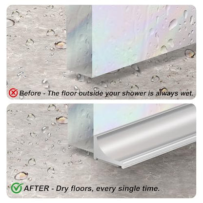 39Inch Shower Threshold Water Dam, Self-Adhesive Silicone Shower Barrier Water Stopper Shower Door Bottom Seal Strip Shower Splash Guard for Bathroom Kitchen Bathtub - color: Transparent, style: 39 inch
