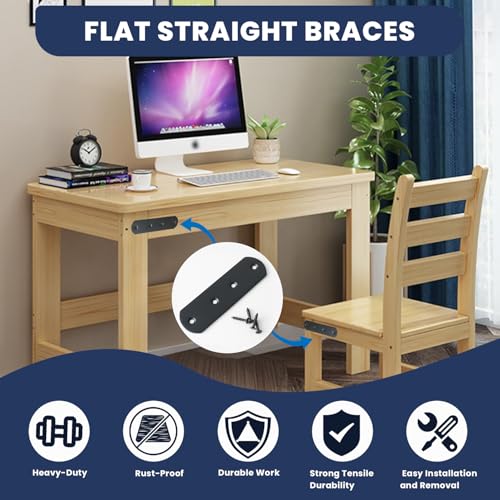 Alise 4 Pcs Flat Straight Brace Brackets Mending Plates Repair Fixing Bracket,125x38mm Stainless Steel Matte Black - color: Matte Black, size: 125mmX38mm