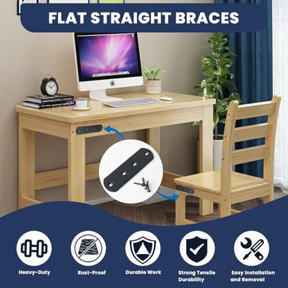 Alise 4 Pcs Flat Straight Brace Brackets Mending Plates Repair Fixing Bracket,125x38mm Stainless Steel Matte Black - color: Matte Black, size: 125mmX38mm