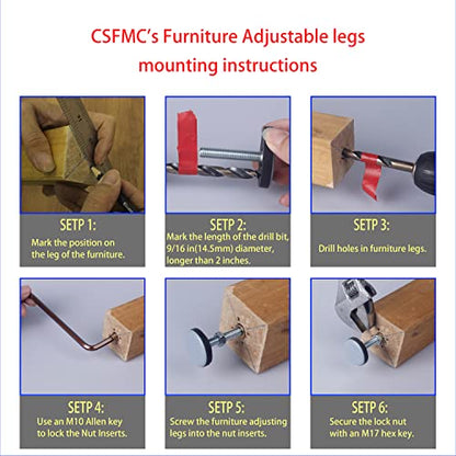 Furniture Leveler PTFE(Teflon) Bottom(50mm Large Base),Thread Shank(3/8-16) Adjust Pads,Table/Chair/Cabinet/Sofa Medium Adjustable Legs Leveling,Nuts Installation and Floor Protection(8 Pack) - size: 50mm Base 3/8-16 x 2", 8 Pack