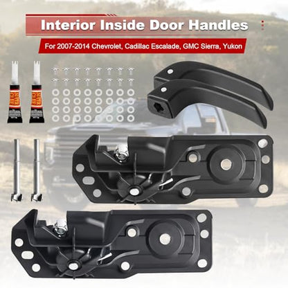 FAERSI 2pcs Interior Door Handle Kit,Compatible with 2007-2014 Chevy Avalanche Silverado Suburban Tahoe,GMC Sierra Yukon,Cadillac Escalade,Replaces OE# 20833602, 20833606 - color: Driver Side & Passenger Side