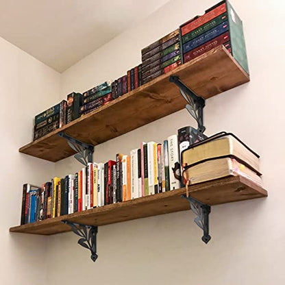 SELEWARE Heavy Duty Shelf Brackets 10 Inch, Branch Shelves Brackets, 300LB Capacity Decorative Metal L Brackets for Floating Shelves, Black Rustic Wall Mount Shelving Bracket with Screws, 4 Pack - size: 10 Inch, style: Branch-4 pack