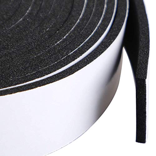 High Density Foam Tape - 1'' x 1/8'' x 16.7Ft Weatherproof Adhesive Prevent Condensation Heat Resistant Flame Retardant Weather Stripping Easy to Cut & Install & Remove for Car Doors Pipes Windows - color: White, size: 1in X 1/8in X 16.7ft