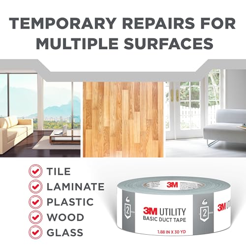 3M Duct Tape, 3 Rolls, 1.88 Inches x 55 Yards, Hand Tear, Bundle, Patch, Protect & Repair, Great Strength For Durability, Adheres To Multiple Surfaces (1055-3PK) - size: 55 yards, style: 3 rolls