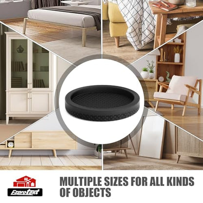 Ezprotekt Non Slip Furniture Pads, 4 Pcs 2" Anti Slip Rubber Caster Cups, No Slide Furniture Gripper, Anti Skid Furniture Coasters for Hardwood Floors, Furniture Stoppers to Prevent Sliding (Black) - size: 2" 4pcs