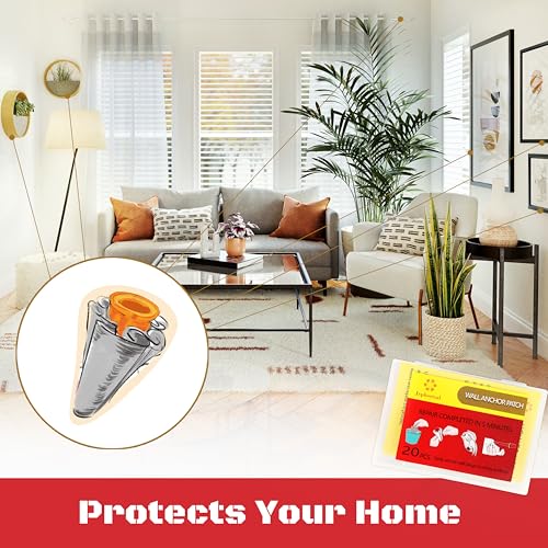 Drywall Anchor Repair Kit,Loose Wall Anchor Fix Patches,Ideal for Drywall and Masonry,Only Wet Can Fix Wall Hole Fast,20 Patches with Anchors and Screws Included.